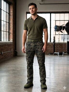 Imperious Green Black Belted Cargo Pants